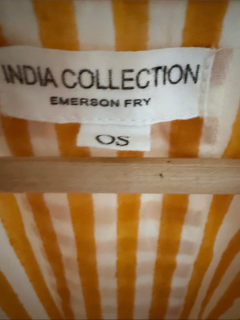 Emerson Fry Caftan Marigold Stripe OS S M L Organic Cotton Block Print Dyed - Picture 7 of 8